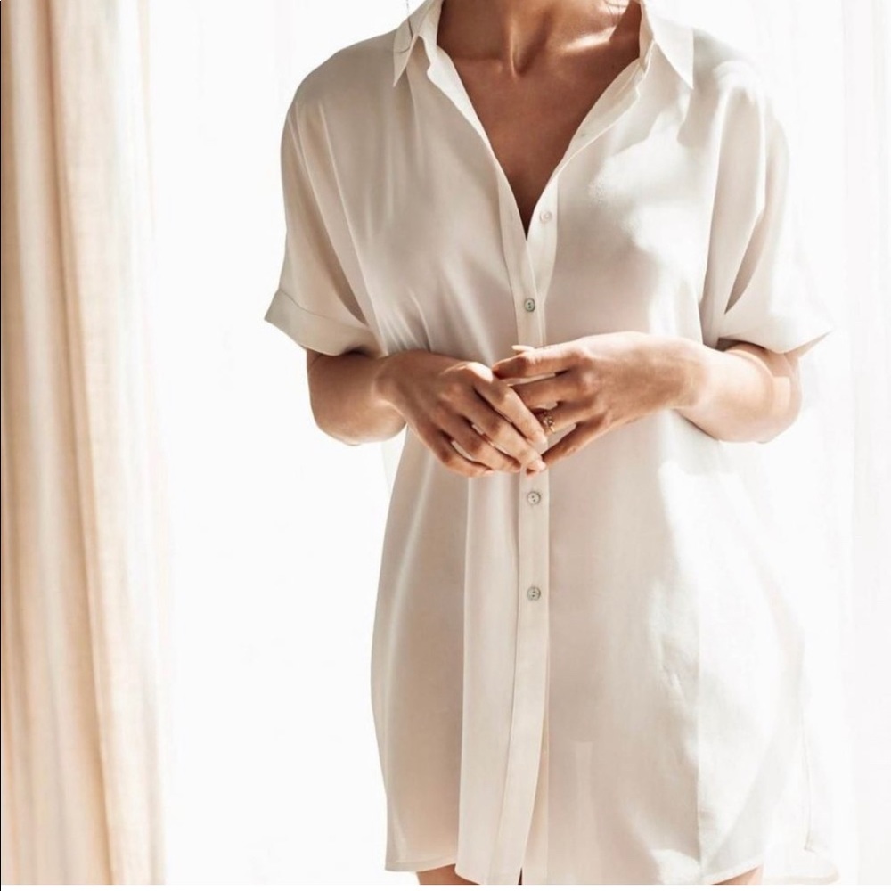 Grace Loves Lace essentials silk button down oversized shirt.